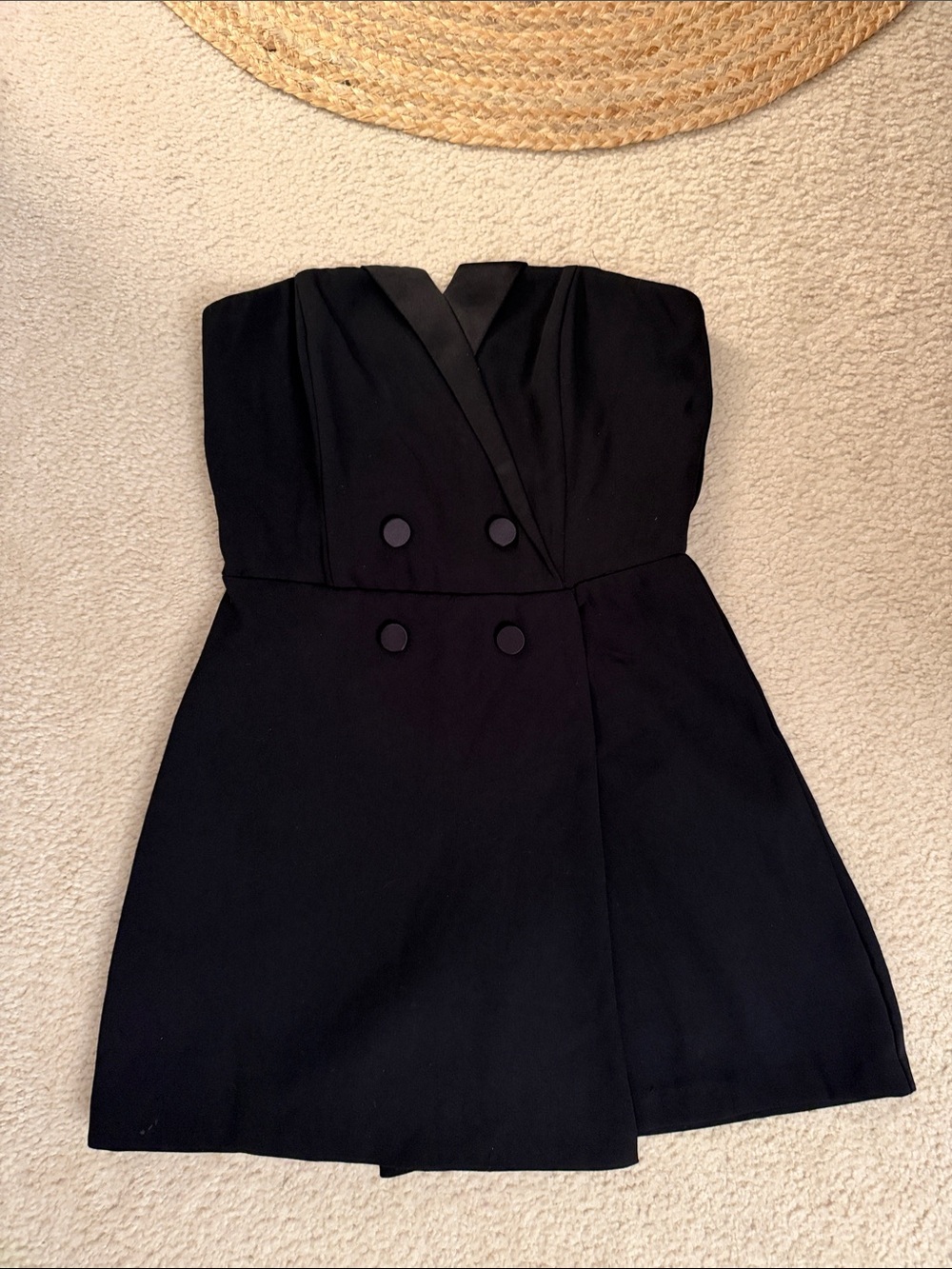 DO+BE Black Strapless Double-Breasted Mini Dress